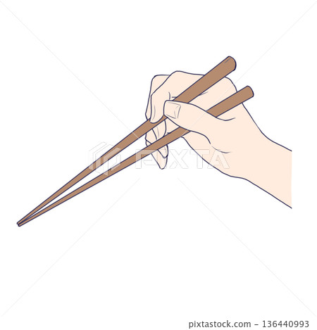 Illustration material of a hand holding chopsticks Illustration material of a hand holding chopsticks 136440993