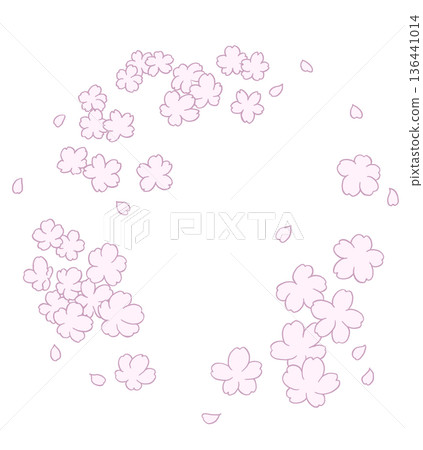 手繪櫻花圓形邊框 136441014