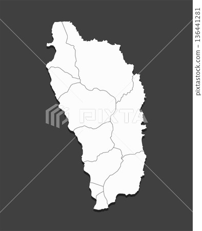 Vector map of country Dominica divided on regions 136441281