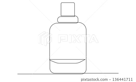 Continuous Line Perfume Bottle Editable Stroke Illustration 136441711