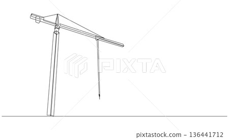 Continuous Line Construction Crane Illustration 136441712