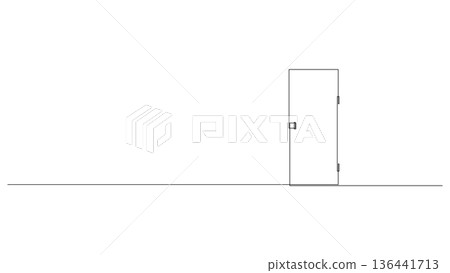 Continuous Line Closed Door Banner Editable Stroke Continuous Line Closed Door Banner Editable Stroke 136441713