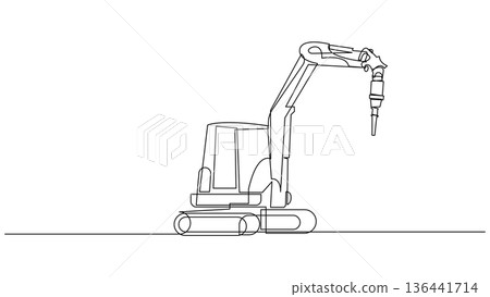 Continuous Line Industrial Excavator with Demolition Tool 136441714
