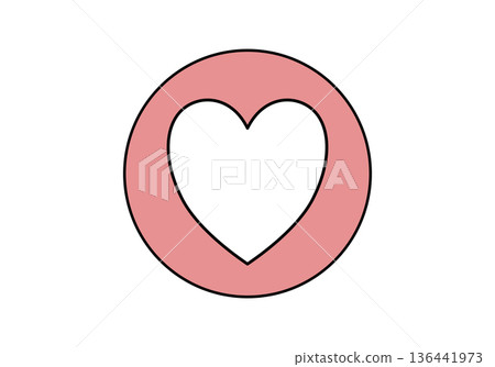 White heart in red circle. Vector illustration. White heart in red circle. Vector illustration. 136441973