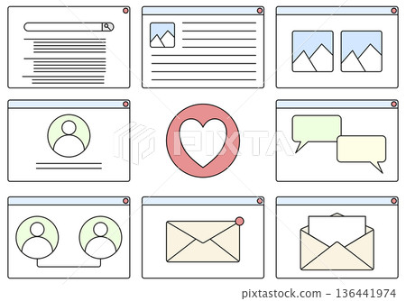 Set of web content icons. Vector illustration. Set of web content icons. Vector illustration. 136441974