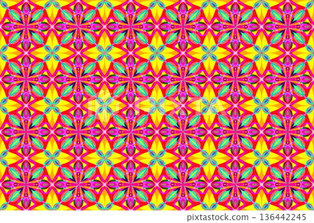 Kaleidoscope-like mosaic seamless pattern 3-7 136442245