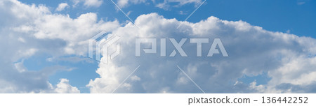 Cloudscape sky background. Cloud in the blue sky. Background with cloud. Gloomy sky with overcast clouds. Skyscape and cloudscape. Sky with clouds. Cloudy skyscape background 136442252