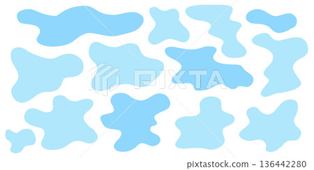 Minimal blue water blot shapes set with rounded puddles and simple liquid silhouettes. Flat aquatic vector elements for backgrounds icons frames and clean graphic design Minimal blue water blot shapes set with rounded puddles and simple liquid silhouettes. Flat aquatic vector elements for backgrounds icons frames and clean graphic design 136442280