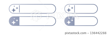 Set of AI search bar icons with sparkle star indicators. Artificial intelligence search interface elements for generative tools, smart assistant features and modern digital application UI design. 136442288