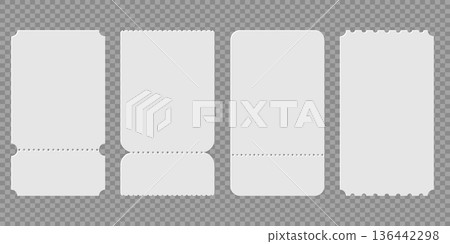 Collection of empty ticket shapes with perforated lines for party passes, cinema stubs, lottery coupons and event template designs Collection of empty ticket shapes with perforated lines for party passes, cinema stubs, lottery coupons and event template designs 136442298