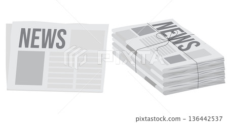 Pile of newspapers on white background. Stack of newspapers. Paper waste 136442537