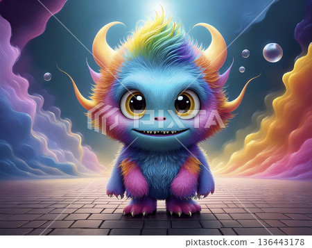 Illustration - Cute and colorful gremlin 136443178