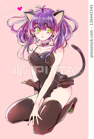 長著貓耳朵和尾巴的惡魔女人 136443345