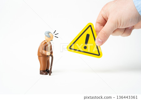 A problem for an elderly man. A warning for a pensioner. Awareness and protection from threatening factors. Alarming news. Prevention and guidance reduce risks. A problem for an elderly man. A warning for a pensioner. Awareness and protection from threatening factors. Alarming news. Prevention and guidance reduce risks. 136443361
