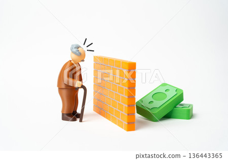 A pensioner is cut off from his savings by a wall. Benefit and pension payments are delayed. Pension reform debates raise security concerns and demand safeguards. 136443365