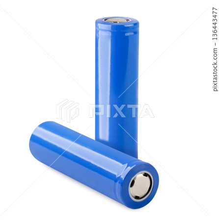 Two Lithium batteries on a white background. Isolated Two Lithium batteries on a white background. Isolated 136443477