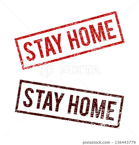 Stay Home Rubber Stamp, Covid-19, Corona Virus Prevention Vector Template EPS 10 136443779