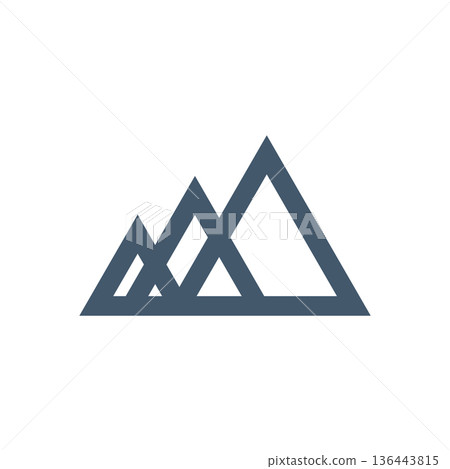 Monoline Triangle Mountain Icon Vector Logo Template 136443815