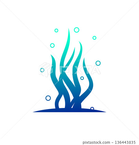 Blue Seaweed Icon Vector Logo Template 136443835