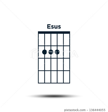 E sus, Basic Guitar Chord Chart Icon Vector Template 136444055