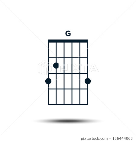 G, Basic Guitar Chord Chart Icon Vector Template 136444063
