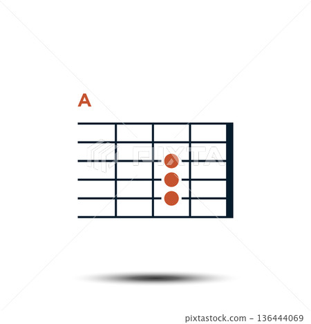 A, Basic Guitar Chord Chart Icon Vector Template 136444069
