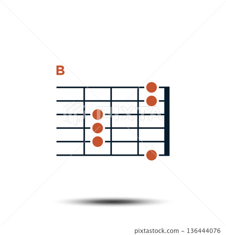 B, Basic Guitar Chord Chart Icon Vector Template 136444076