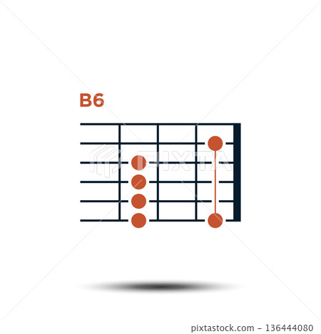 B6, Basic Guitar Chord Chart Icon Vector Template 136444080