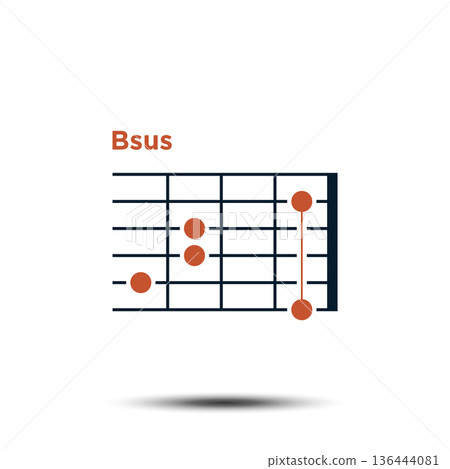 Bsus, Basic Guitar Chord Chart Icon Vector Template 136444081