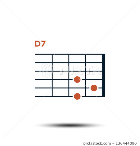 D7, Basic Guitar Chord Chart Icon Vector Template 136444090