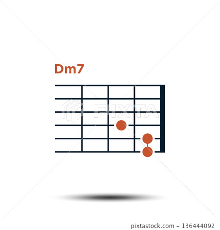 Dm7, Basic Guitar Chord Chart Icon Vector Template Dm7, Basic Guitar Chord Chart Icon Vector Template 136444092