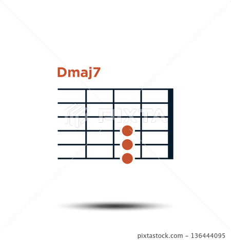 Dmaj7, Basic Guitar Chord Chart Icon Vector Template Dmaj7, Basic Guitar Chord Chart Icon Vector Template 136444095