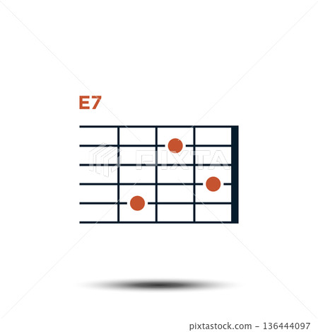E7, Basic Guitar Chord Chart Icon Vector Template 136444097