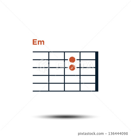 Em, Basic Guitar Chord Chart Icon Vector Template 136444098