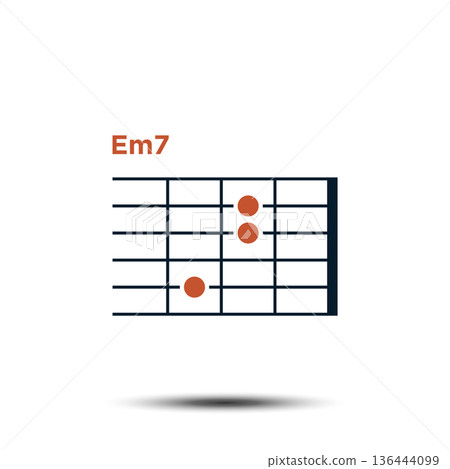 Em7, Basic Guitar Chord Chart Icon Vector Template 136444099