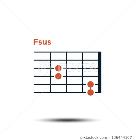 Fsus, Basic Guitar Chord Chart Icon Vector Template 136444107