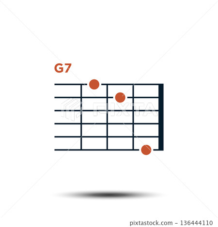 G7, Basic Guitar Chord Chart Icon Vector Template 136444110
