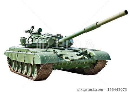 Main battle tank with reactive armour isolated white 136445073