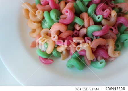 Ready to eat colorful vegetables pasta detailed stock photo Ready to eat colorful vegetables pasta detailed stock photo 136445238