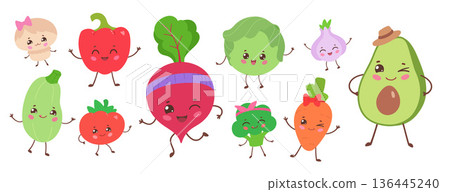 Cute vegetable character collection 136445240
