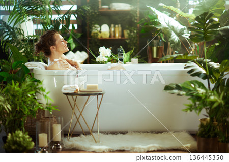 Blissful Self-Care in a Luxurious Botanical Bathroom Blissful Self-Care in a Luxurious Botanical Bathroom 136445350