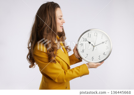 Happy Businesswoman Meeting Deadlines 136445668