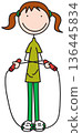 Cartoon girl with crossed arms skipping rope vector 136445834