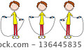 Boy swinging rope phases vector 136445835