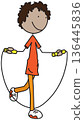 Cartoon boy skipping rope vector 136445836