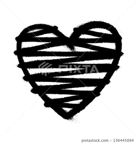 Sprayed graffiti heart in black on white. Vector illustration Sprayed graffiti heart in black on white. Vector illustration 136445894