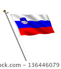 Slovenia flagpole 3d illustration on white with clipping path 136446079