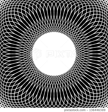 Radial Geometric Pattern with Circle Copy Space in Center. 3D Effect. Radial Geometric Pattern with Circle Copy Space in Center. 3D Effect. 136446389