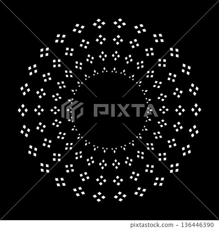 Radial White Dots Circle Pattern on Black Background. Radial White Dots Circle Pattern on Black Background. 136446390