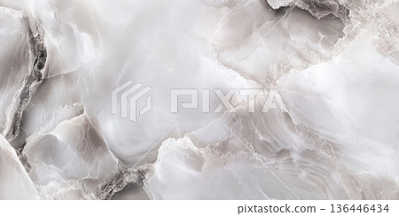 Soft cloudy marble background with diffused white and gray veining, dreamy and airy. 136446434